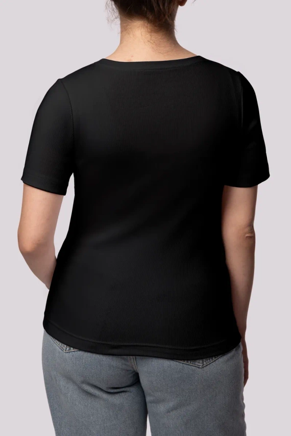 Ribbed Koszulka damska w prążek Mona czarny
