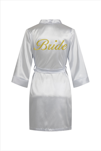 Bride Szlafrok damski satynowy ByShelly - bialy/złoty