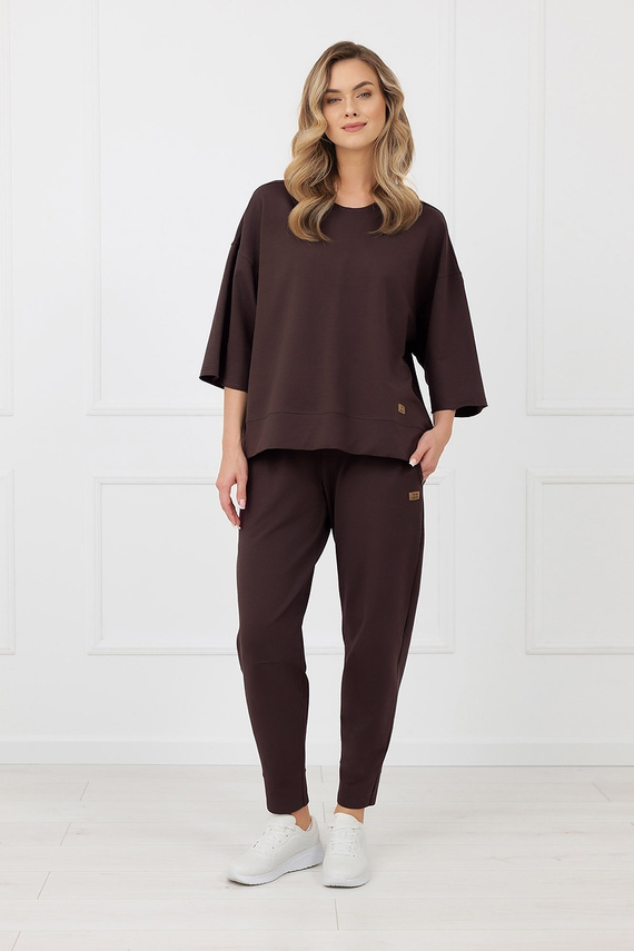 Bluza Kaori Italian Fashion 3/4 rękaw bawełna elastan- brązowa