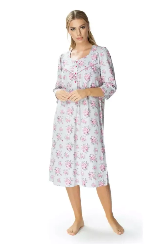 86306 Ingrid koszula nocna rozpinana Mewa kwiaty