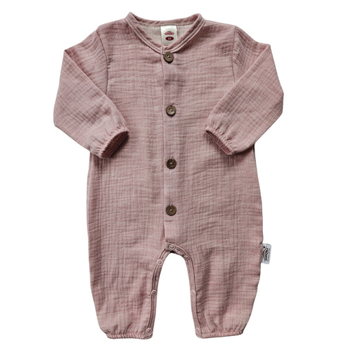 Pajac muślinowy Just Muslin 02235BSR Makoma rose– lekki, oddychający, 100% bawełna