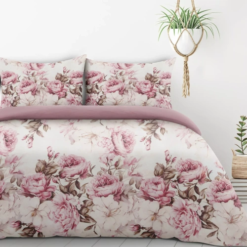 Pościel kwiatowa Peony1 Design 91 dwustronna miękka z zamkiem elegancka różowa