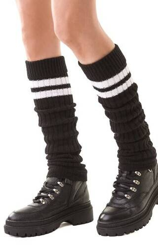 Art.068 Paski Getry wełniane Steven - czarny-biały