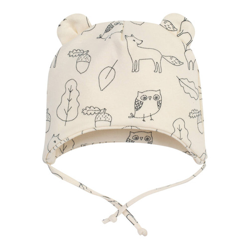 Secret Forest Czapka niemowlęca wiązana Pinokio - ecru liski