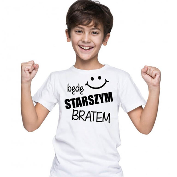  "Będę STARSZYM bratem v2"  Koszulka dziecięca krótki rękaw Moocha czerwony 