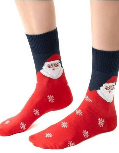 ART.136 Skarpety świąteczne damskie Steven - 116 czerwone