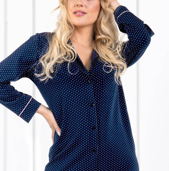 Night Heaven Koszula nocna rozpinana Momenti Per Me navy