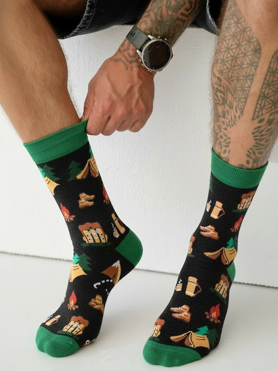 0125.053 Trekking – męskie skarpety Milena z kolorowym wzorem, czarny