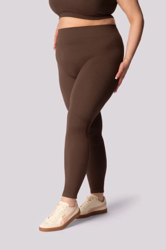 Ribbed legginsy damskie prążek Mona caffe