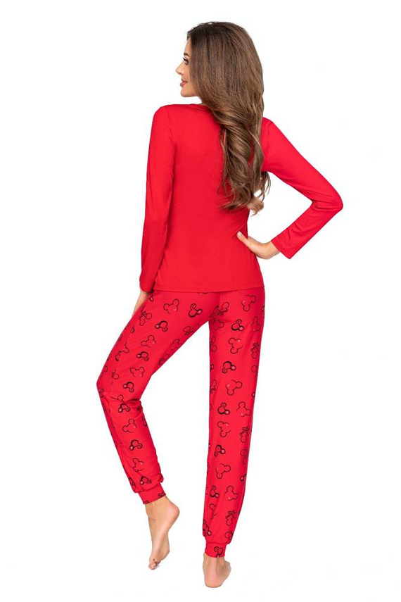 Mika Piżama Damska długi rękaw, spodnie Donna - czerwony 