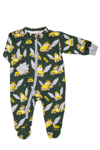 02250T2 "Taxi 2" Pajacyk niemowlęcy dresowy Makoma zielony 