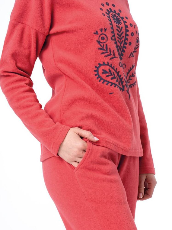 LHS 254 Piżama Damska długi rękaw i długie spodnie Key koralowy