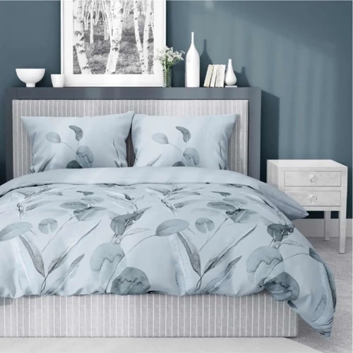 4691 B Pościel bawełniana kwiaty Detexpol błękitny