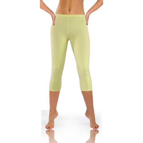 Legginsy damskie sportowe bawełniane kryjące 3/4 Sesto Senso żółty