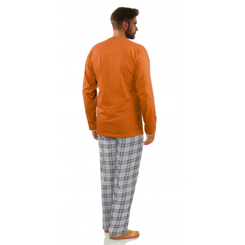 2379/29 Piżama Męska długi rękaw i spodnie Sesto Senso - pomarańczowy