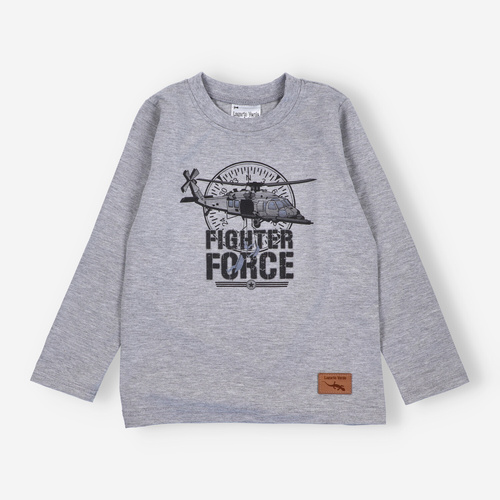 KAR-1018 Bluzka chłopięca z długim rękawem Lagarto Verde szara– bawełna z elastanem, polska produkcja