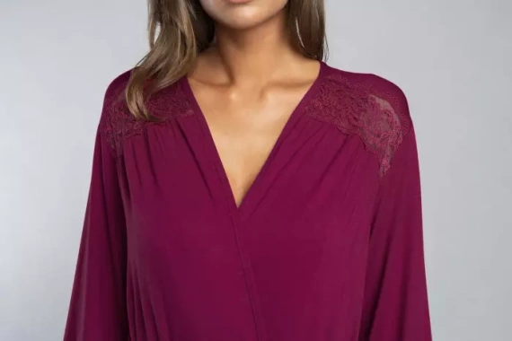 Samaria Szlafrok Italian Fashion rękaw 3/4 - wino