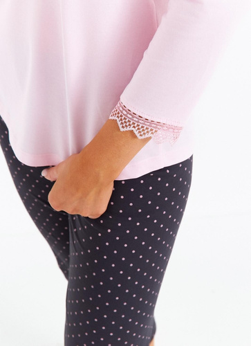 Piżama damska Cana 481 3/4 różowa – bawełniana, rękaw 3/4, wygodna