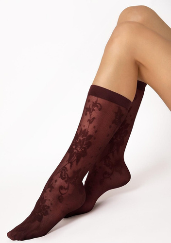 Fiore G1204 Shari Skarpetki Damskie 20 DEN Kwiatowe Oxblood