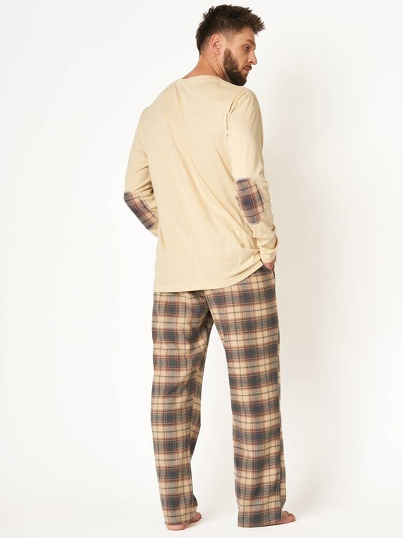 MNS 403  Piżama Męska Flanela Key- beżowy