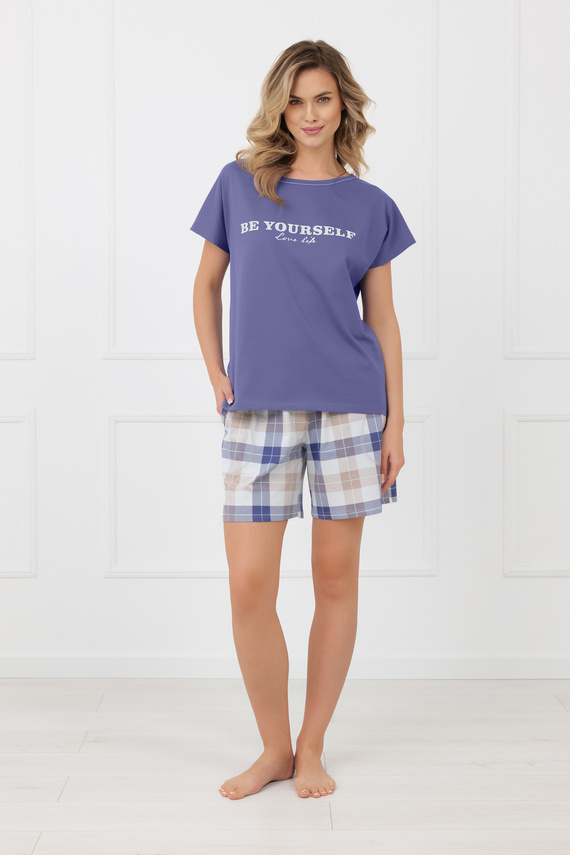 Piżama damska Rima Italian Fashion 100% bawełna krótki rękaw szorty-jeansowa