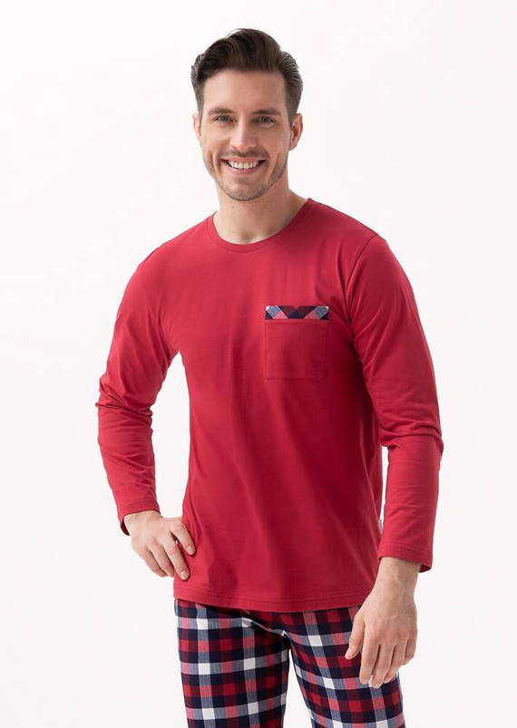 805 Piżama Męska Luna bordowy