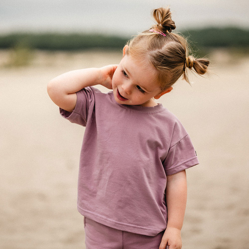 T-shirt dziecięcy oversize Eevi Simply Comfy 100% bawełna- wrzosowy