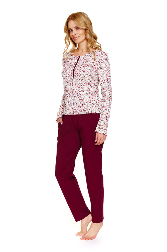7307 Doctor Nap – Piżama damska plus size rozpinana | 95% bawełna, polska produkcja - flores
