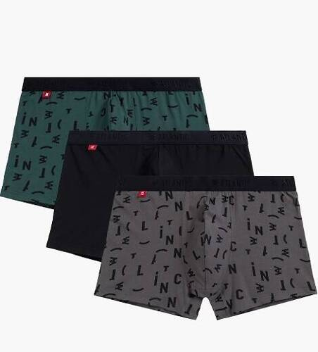 3MH-182 Bokserki męskie Atlantic - zielony-czarny-grafitowy