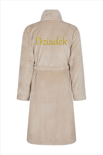 Dziadek Szlafrok męski polarowy ByShelly - beżowy/złoty