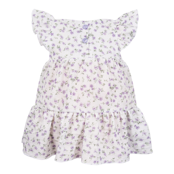 Sukienka Meadow muślin Eevi – krótki rękaw, małe kwiatki, lekka