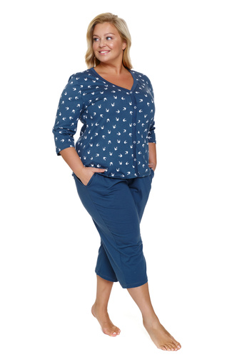 7265 Piżama Damska Plus Size Doctor Nap - deep blue