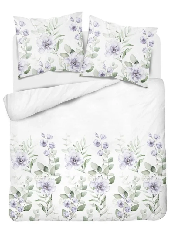 4522 B Pościel flanelowa kwiaty polne Detexpol biały/róż 