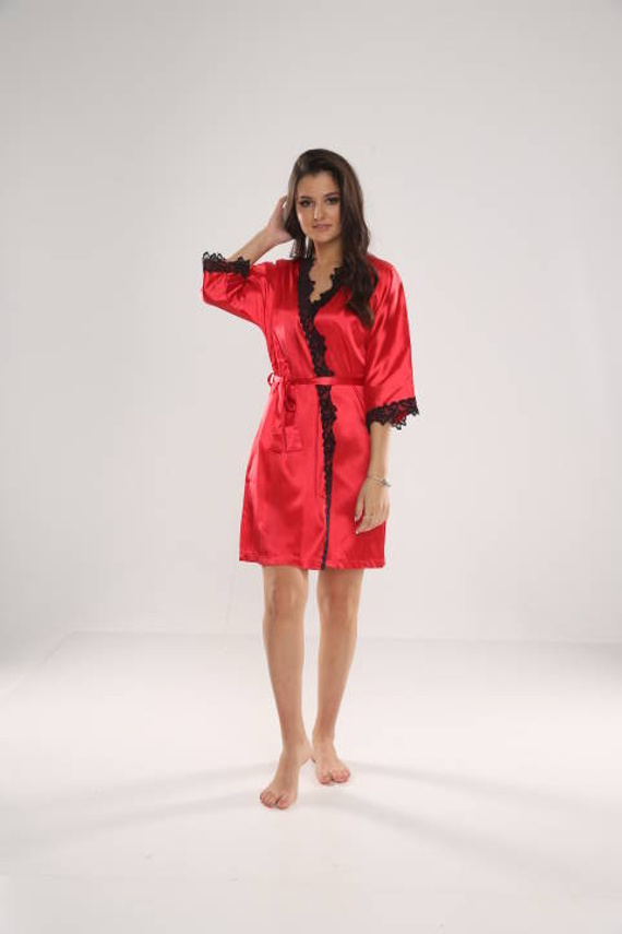 929 Kleoree Szlafrok damski De Lafense - czerwony