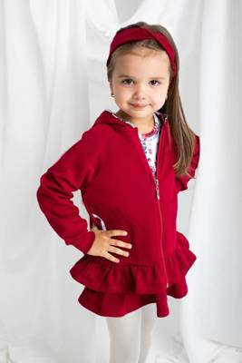 180275 Bluza dresowa rozpinana z kapturem "Kate" Nicol - bordo