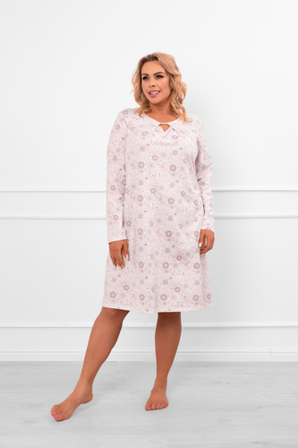 Koszula nocna damska Satui – bawełna, długi rękaw, kwiatowy wzór Italian Fashion