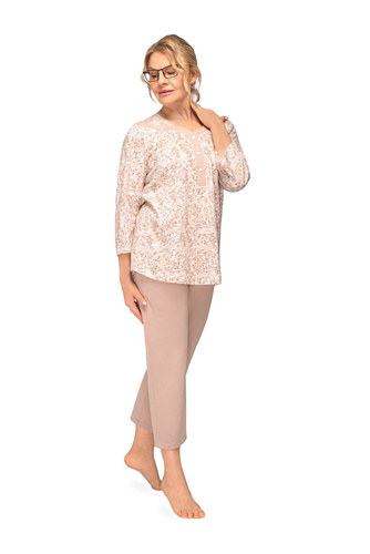 Piżama damska Lucyna II 271 Martel bawełna listki rękaw 3/4