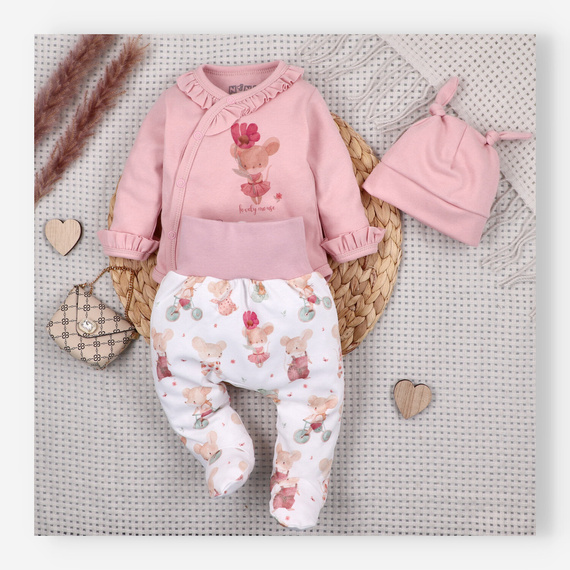 ABN-5682 Bawełniane body kopertowe Małe Myszki Nini organic 100% PL produkcja