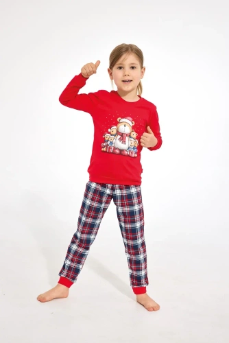 Cornette 594/205 592/205 Family Christmas Piżama Dziewczęca Bawełniana Czerwona