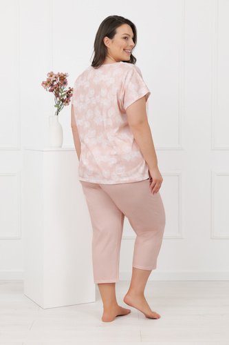 Piżama Kalina Italian Fashion – 100% bawełna, 3/4- łososiowy