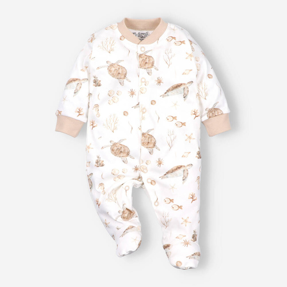 ABN-3378/ŻÓŁ Turtles Pajacyk z bawełny organicznej Nini druk