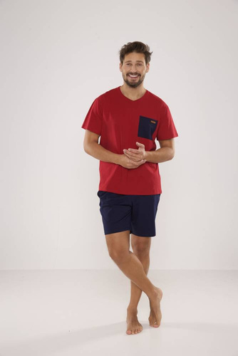 646 Kevin Piżama Męska De Lafense - bordo