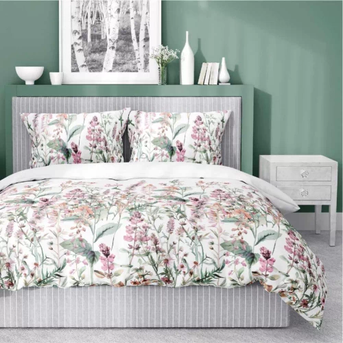 5485 A Pościel satynowa Detexpol Satin Stories biały-róż | 100% bawełna, splot satynowy, zamek, opakowanie prezentowe