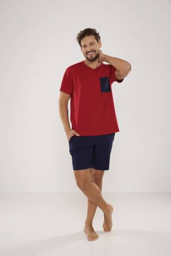 646 Kevin Piżama Męska De Lafense - bordo