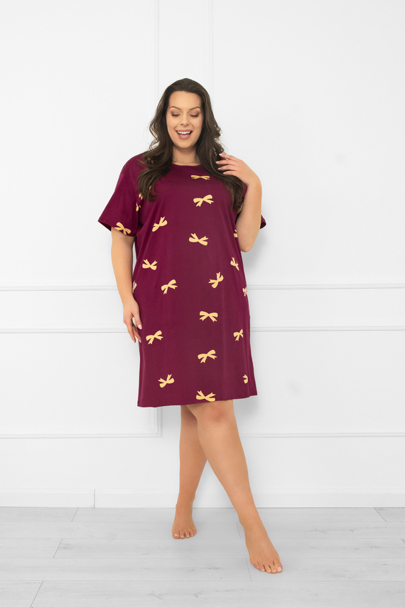 Kwadro Koszula nocna damska Italian Fashion – bawełniana, krótki rękaw, z kokardkami