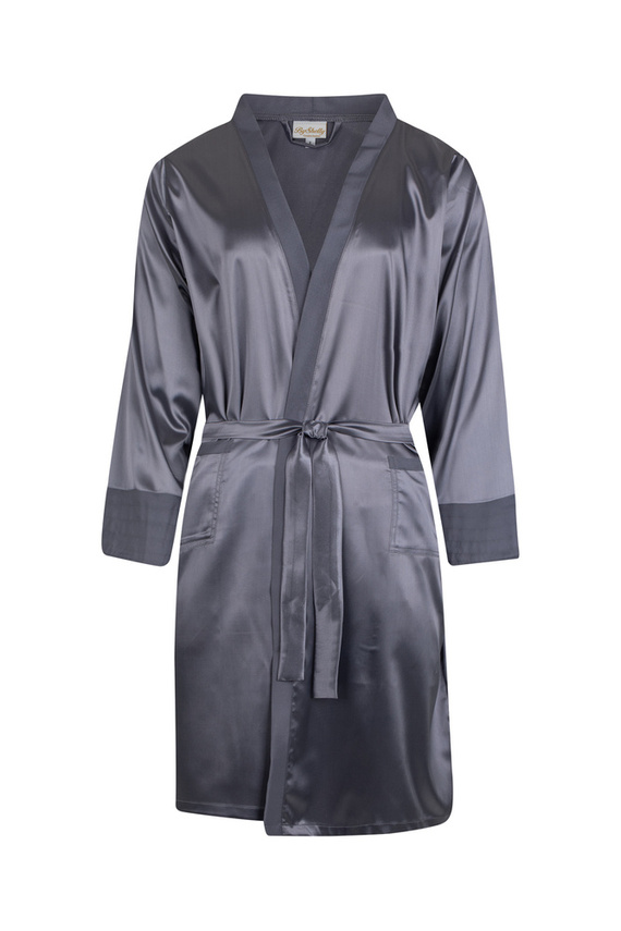 Ares Szlafrok męski satynowy ByShelly - szary