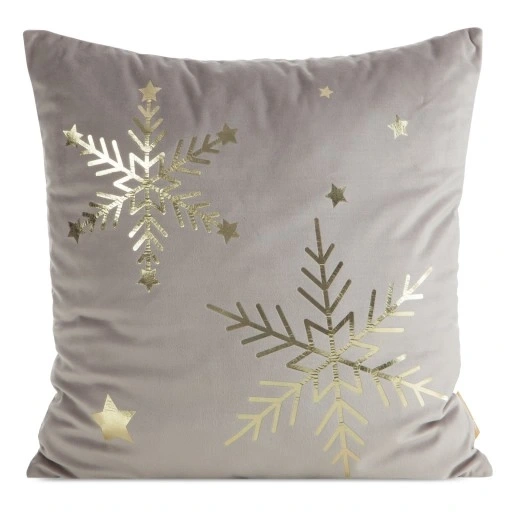 Chp 237 Poszewka świąteczna welurowa Eurofirany beżowy– miękka, elegancka dekoracja