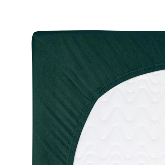 Constance prześcieradło jersey z gumką KARO - zielony butelkowy 036