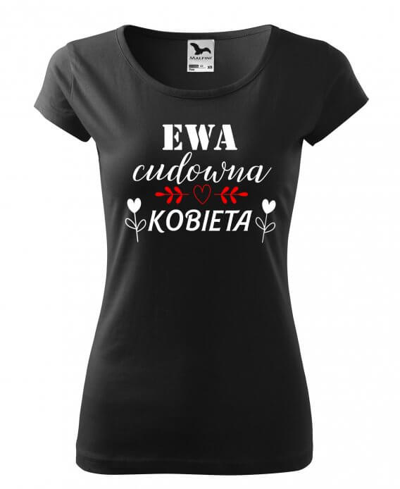 "CUDOWNA KOBIETA na dzień kobiet z imieniem" koszulka damska Moocha czarny