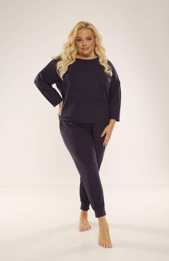 347 Paula Piżama Damska Plus Size De Lafense - granat